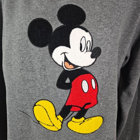 Disney Mickey Mouse Womens Charcoal Gray Crewneck Sweatshirt Size Large Chenille - Picture 3 of 10
